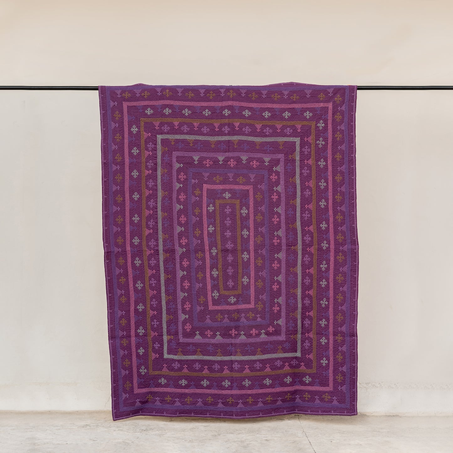 Plum Purple Yogi Rilli Twin – Handmade - Pure Cotton - Heritage Craft from Sindh