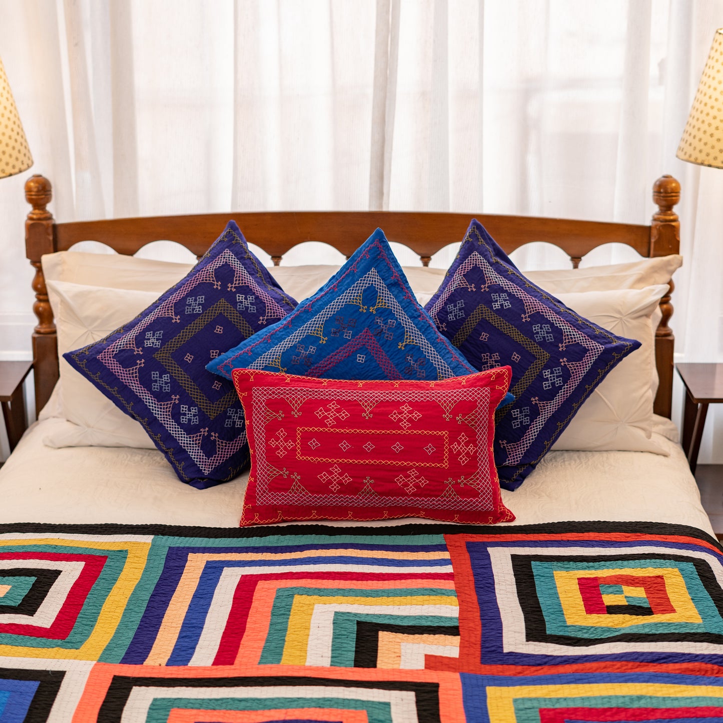 Technicolor Prism Patchwork Multicolor Ralli Quilt Handmade • Pure Cotton • Heritage Craft from Sindh