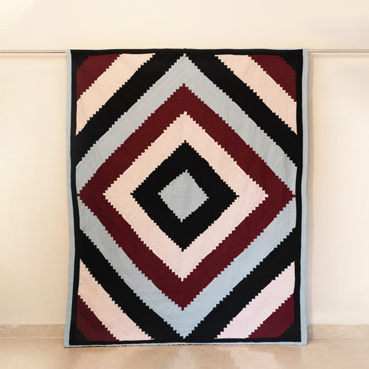 Diamond Horizon Patchwork Rilli Handmade • Pure Cotton • Heritage Craft from Sindh
