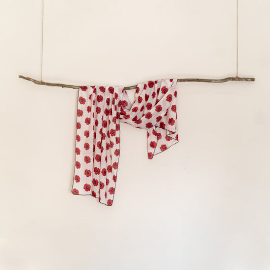 The Red Poppy Hand-Block Printed Scarf 🌹