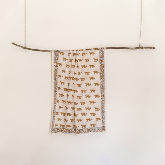 The Golden Leopard Hand-Block Printed Scarf