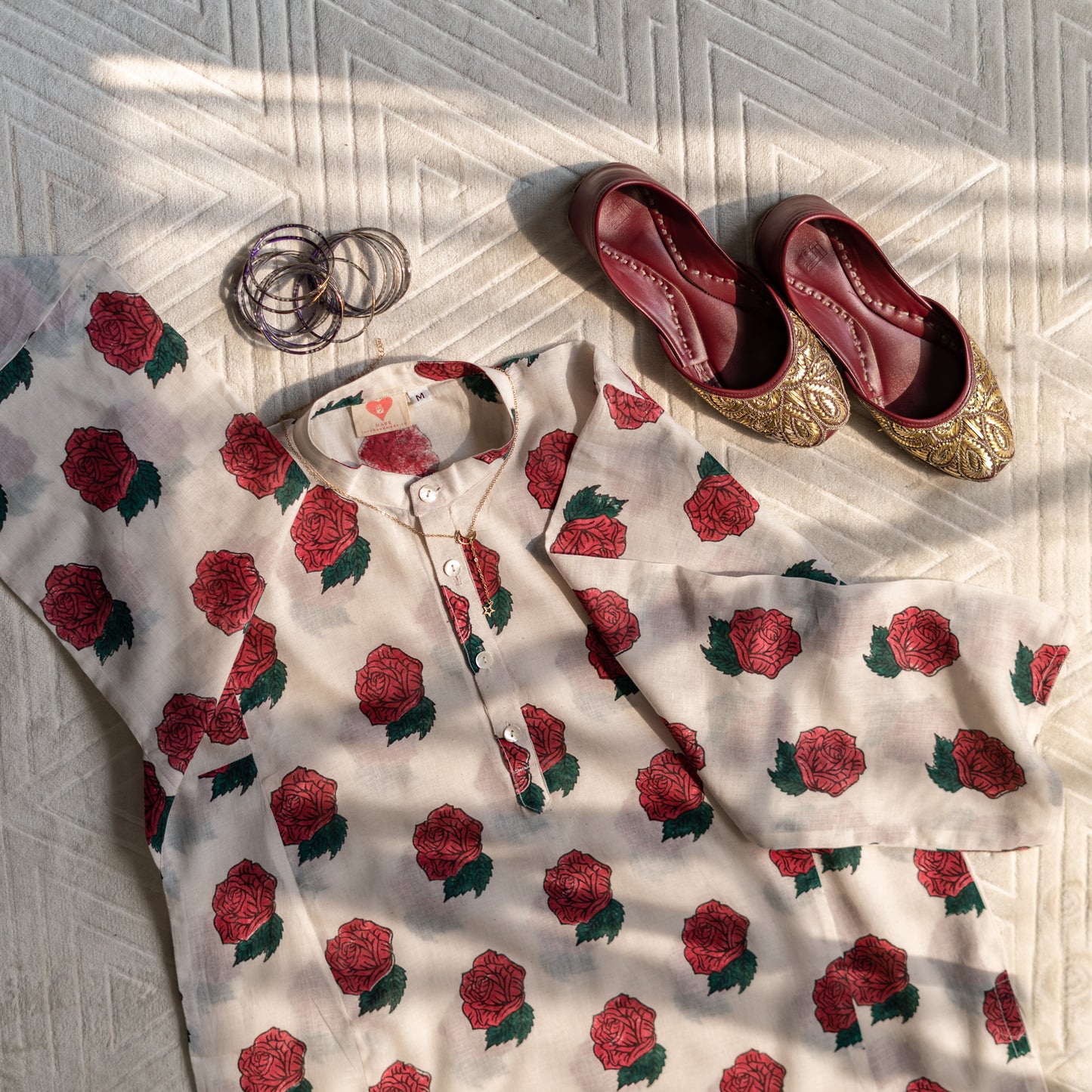 Rose Block Print Kurta