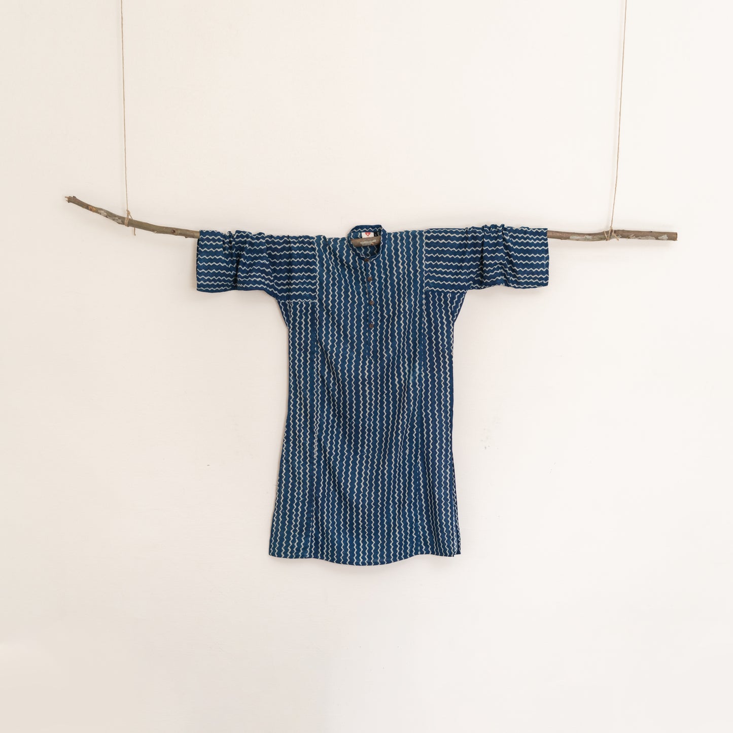 Indigo Zigzag Ajrak Block Print Kurta