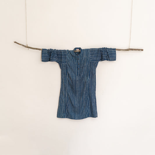 Indigo Zigzag Ajrak Block Print Kurta