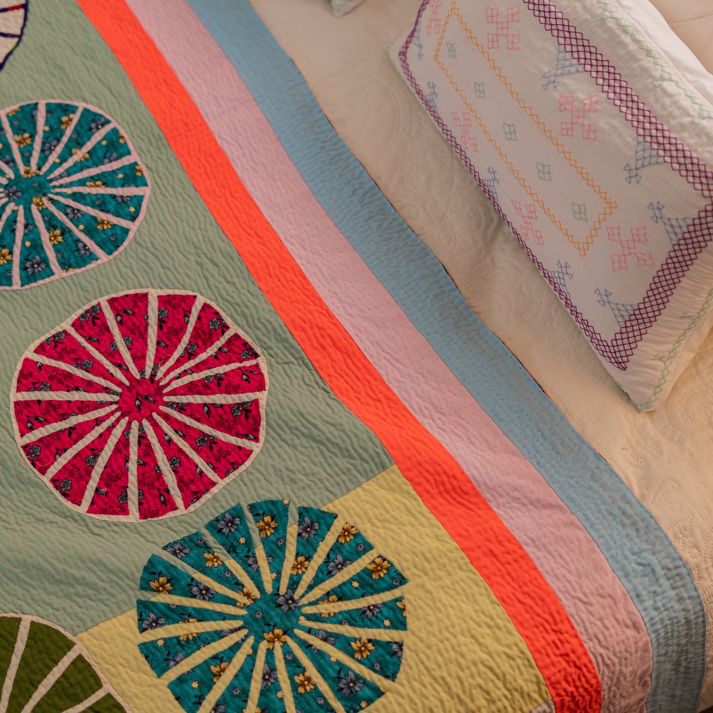 Sunburst Courtyard – Appliqué Sindhi Ralli Quilt – Handmade • Pure Cotton • Heritage Craft from Sindh (Copy