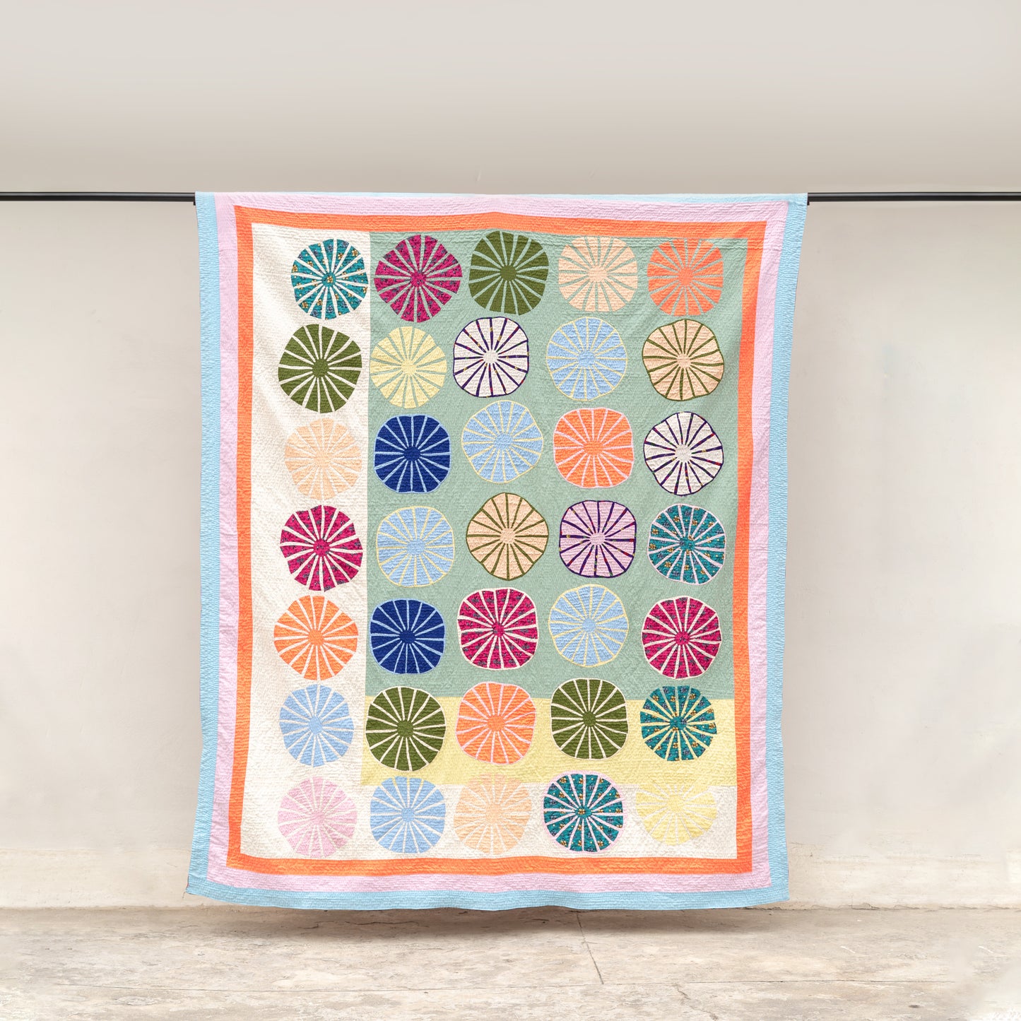 Sunburst Courtyard – Appliqué Sindhi Ralli Quilt – Handmade • Pure Cotton • Heritage Craft from Sindh (Copy