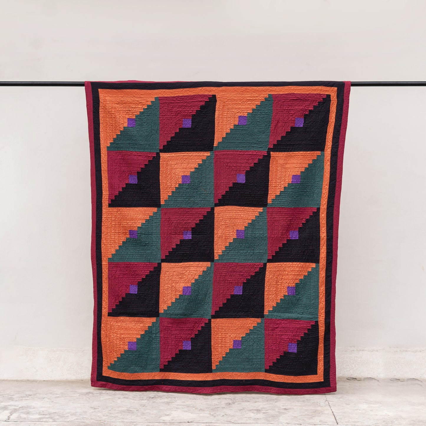 Sunset Terraces Reversible Handmade Patchwork Sindhi Ralli Quilt– Handmade • Pure Cotton • Heritage Craft from Sindh