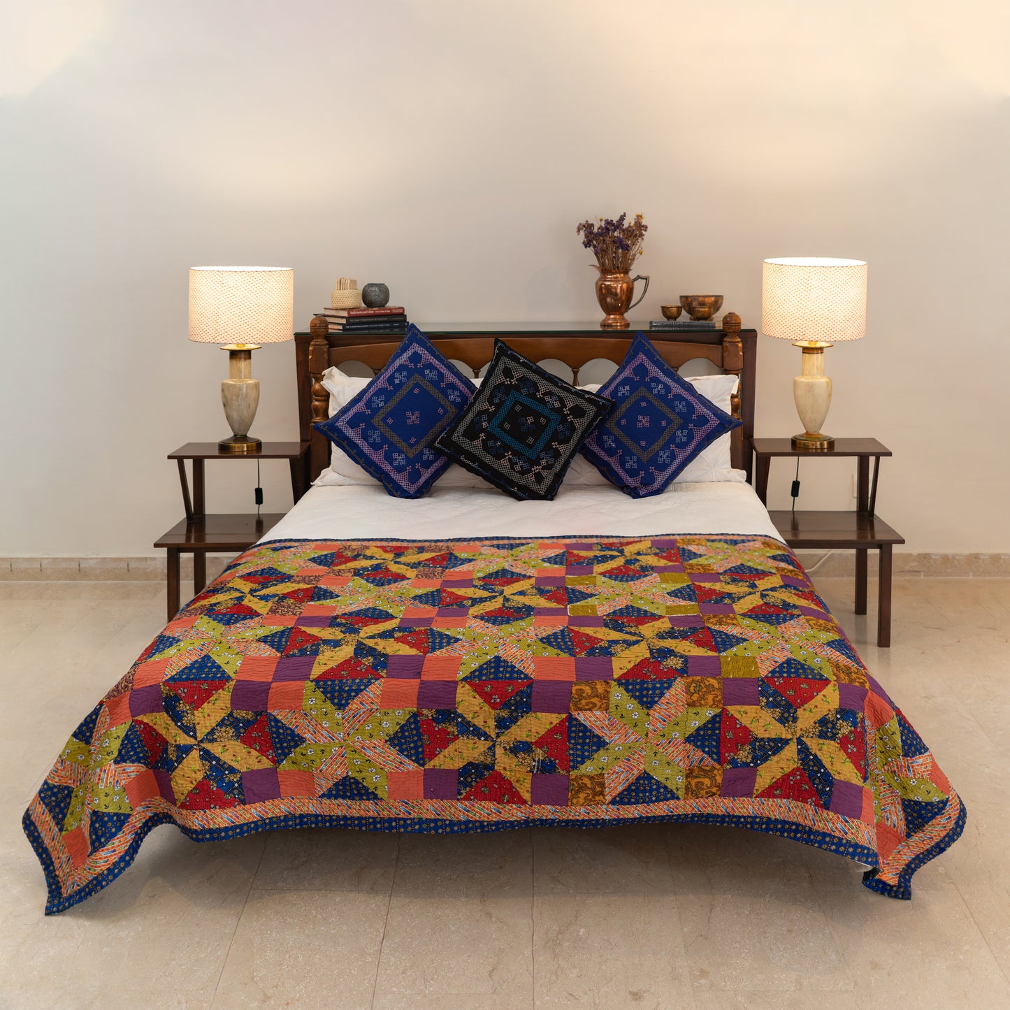 Whirling Windmill Reversible Handmade Patchwork Sindhi Ralli Quilt– Handmade • Pure Cotton • Heritage Craft from Sindh (Copy)