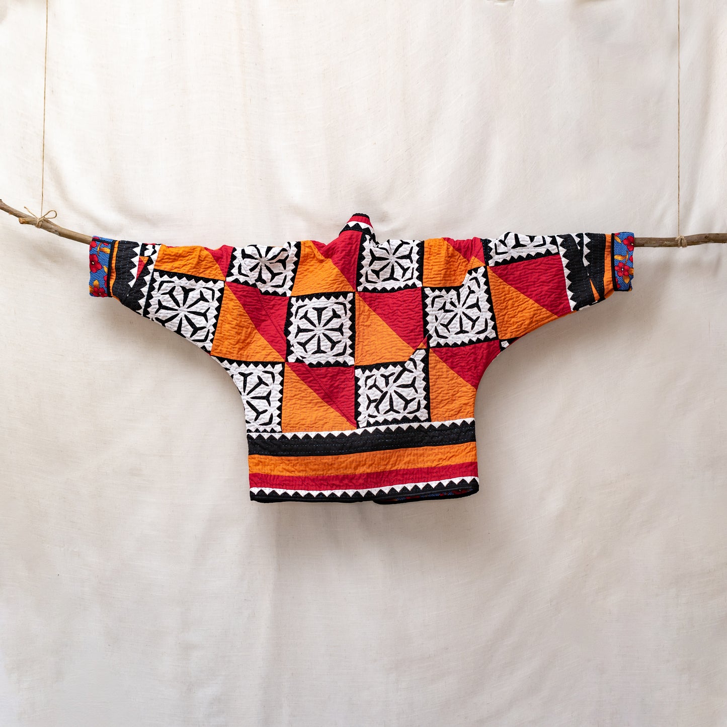 Handmade Ralli Reversible Jacket (Fiery Orange & Red)
