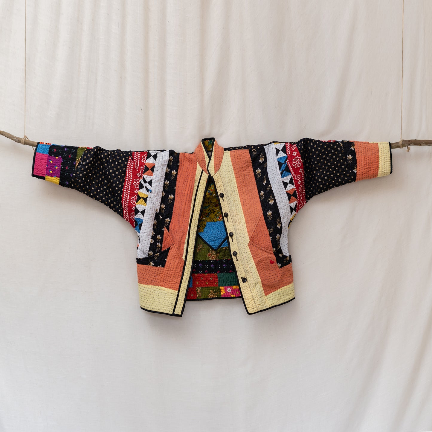 Handmade Ralli Reversible Jacket (Terracotta & Light Yellow)