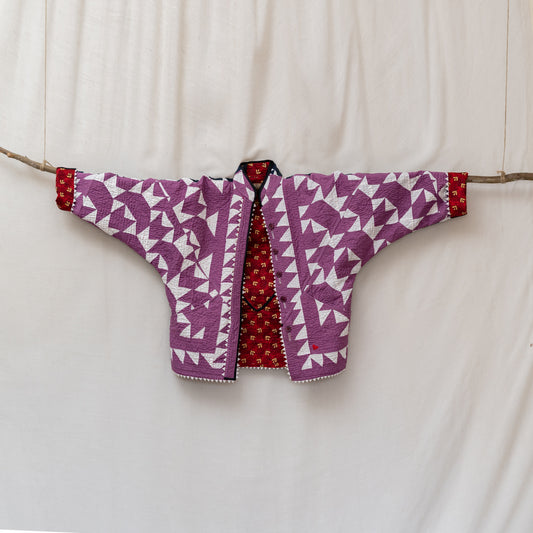 Handmade Ralli Reversible Jacket (Purple & White)