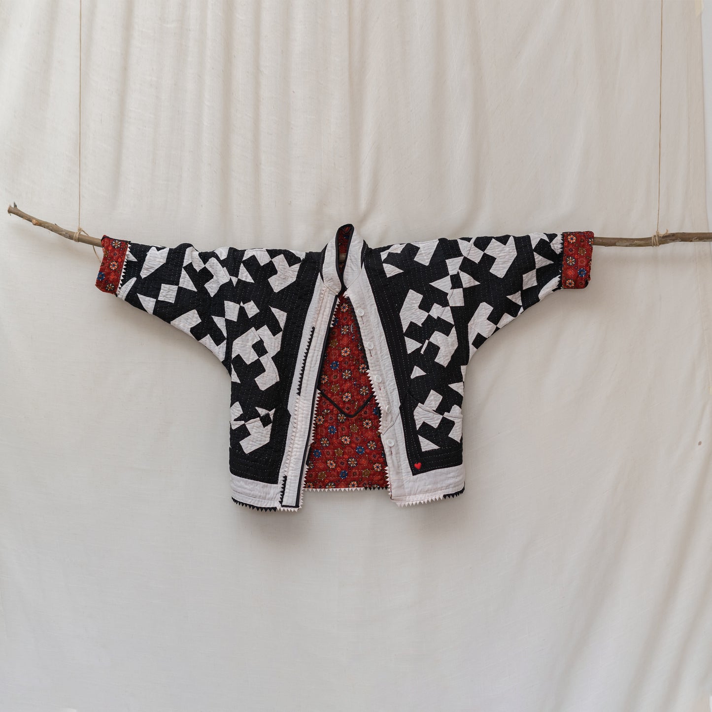 Handmade Ralli Reversible Jacket (White & Black)