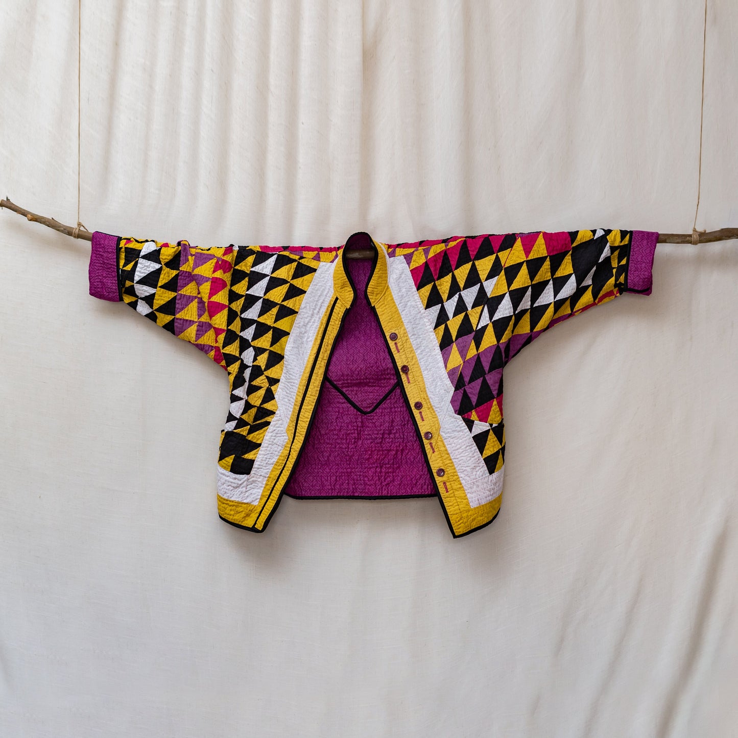 Handmade Ralli Reversible Jacket (Yellow & Magenta)