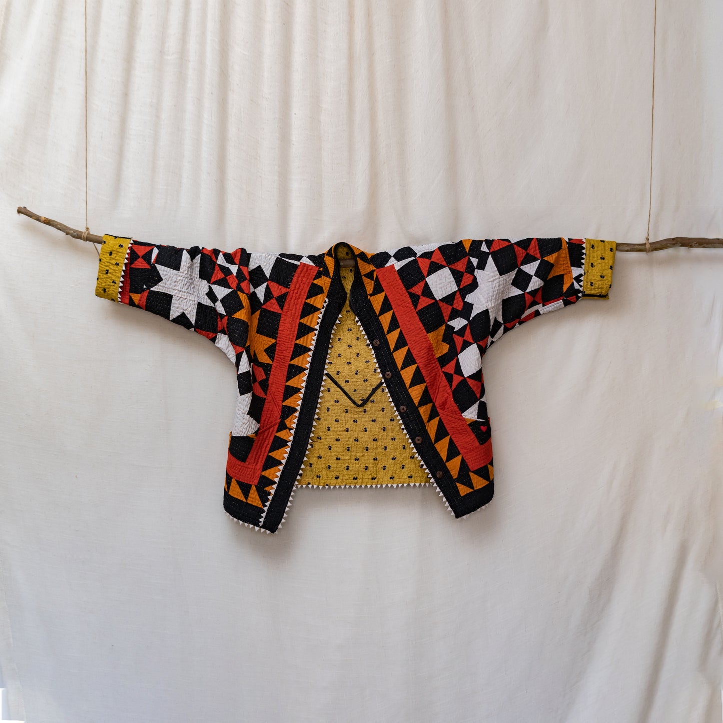 Handmade Ralli Reversible Jacket (Deep Red & Orange)