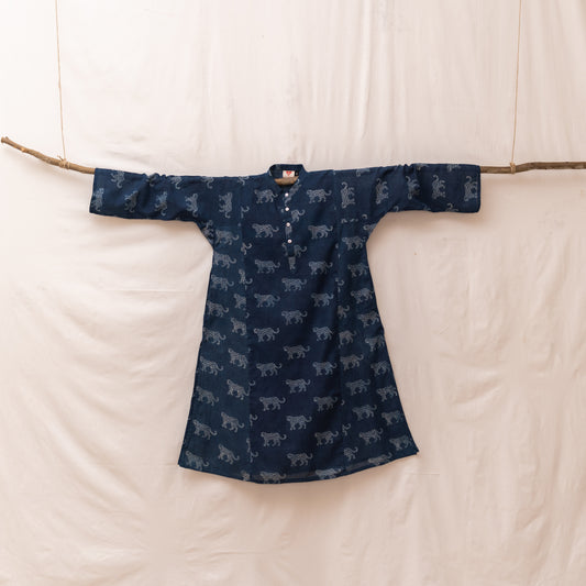 Indigo Leopard Block Print Kurta