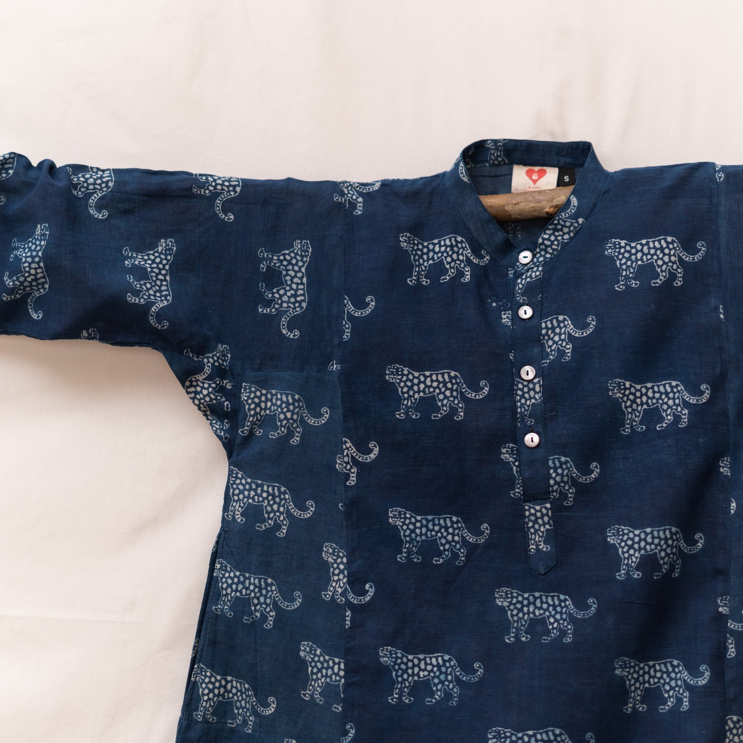 Indigo Leopard Block Print Kurta