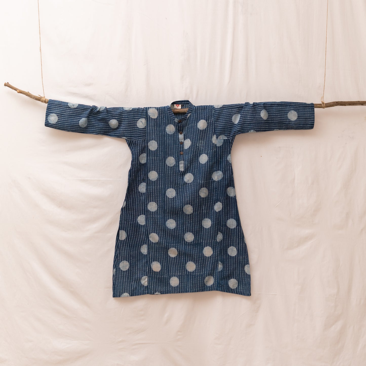Indigo Circle & Lines Block Print Kurta