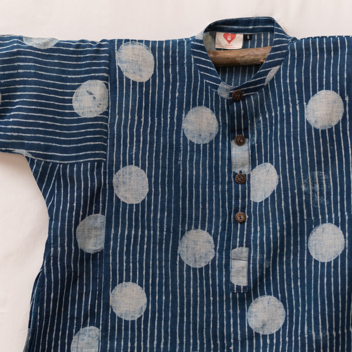 Indigo Circle & Lines Block Print Kurta