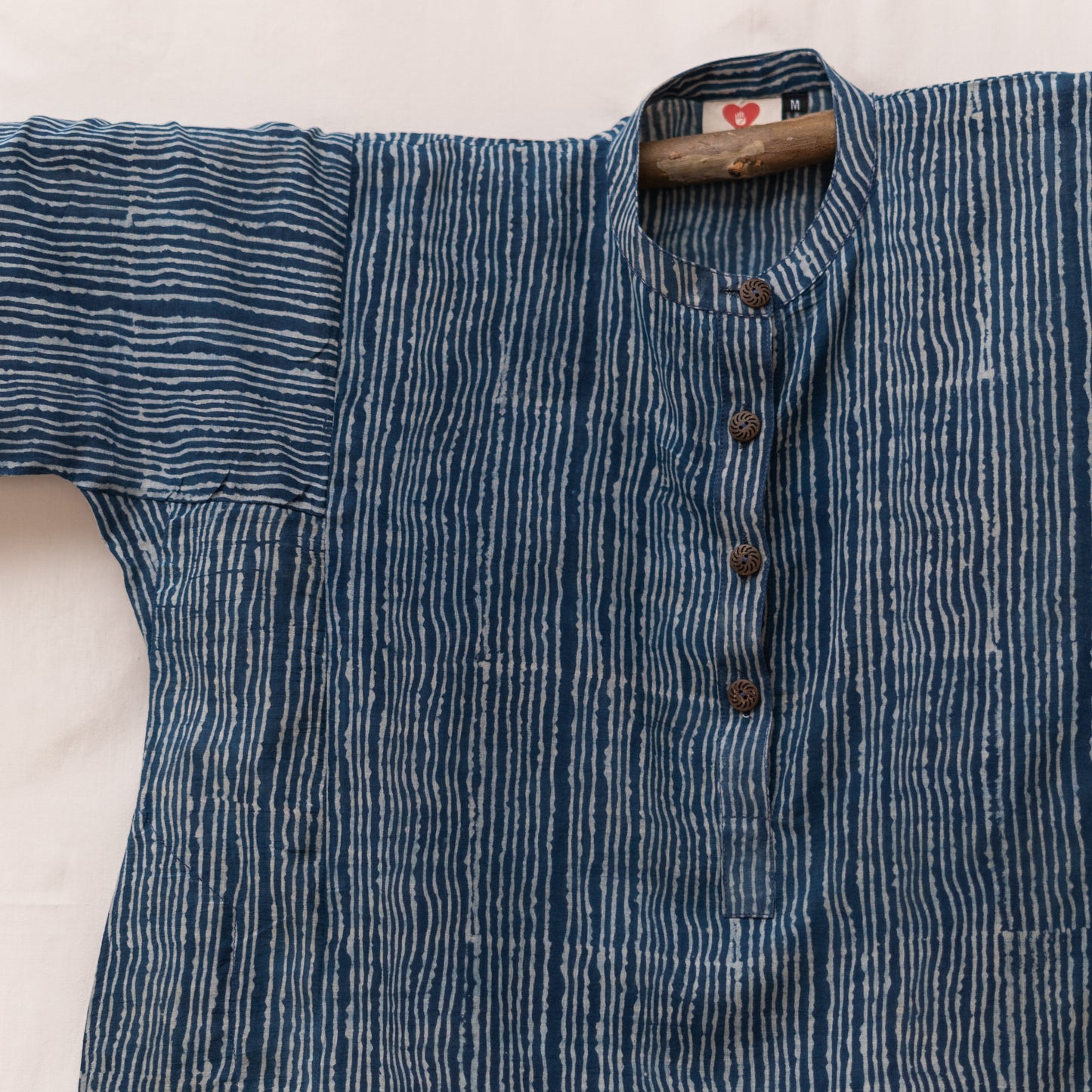 Indigo Pin Stripe Hand Block Print Kurta