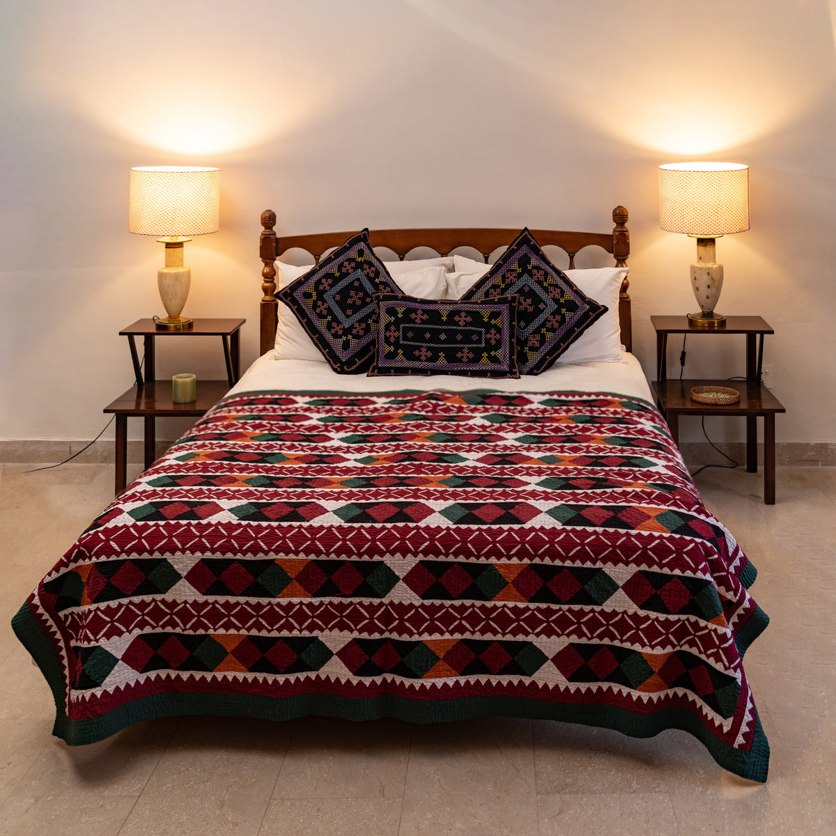 Royal Medallion Reversible Handmade Appliqué Sindhi Ralli Quilt