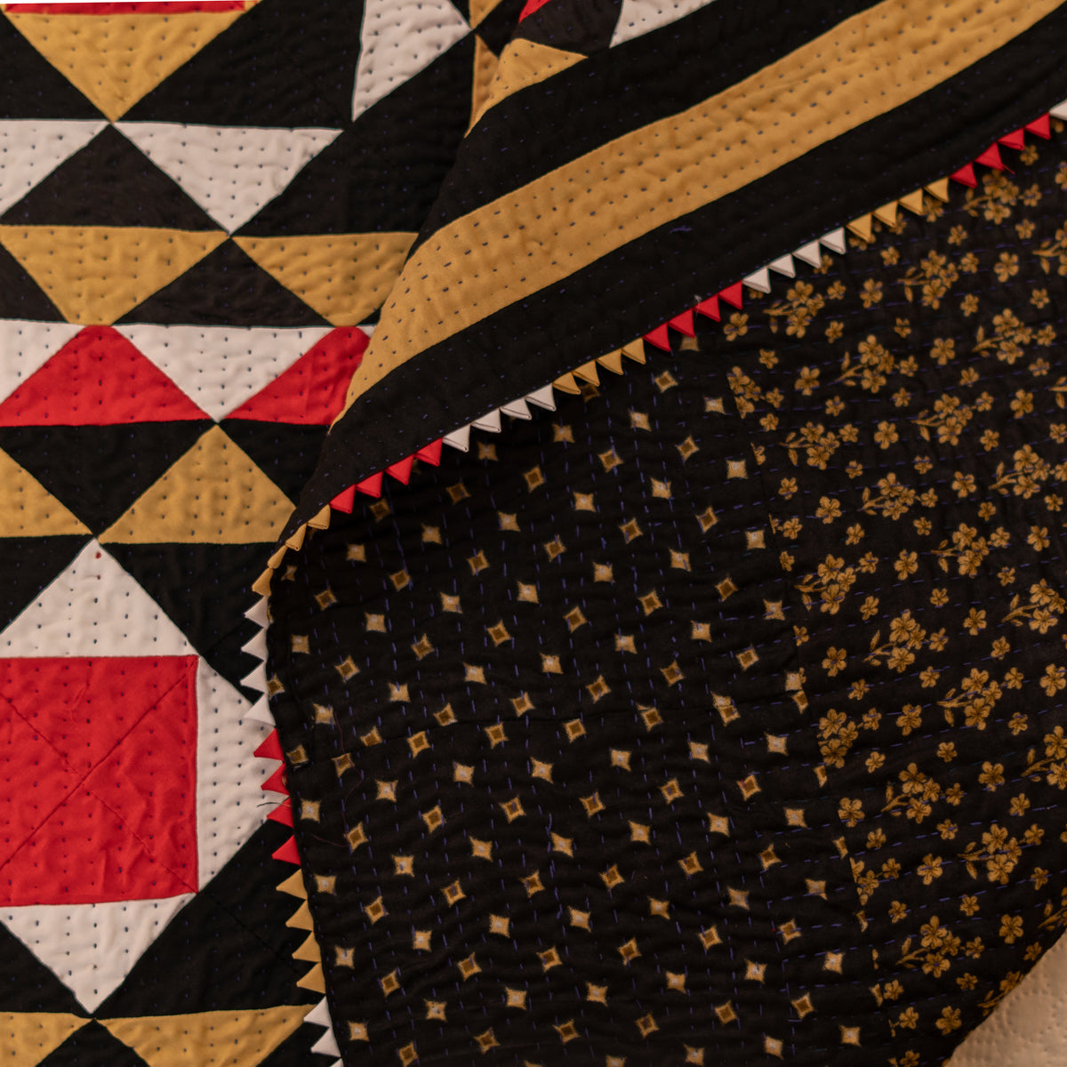 Ruby Star Patchwork Handmade Sindhi Ralli Quilt