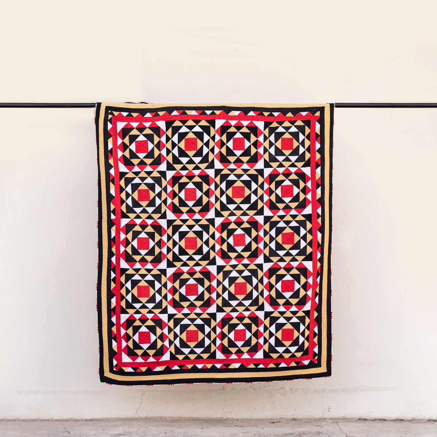 Ruby Star Patchwork Handmade Sindhi Ralli Quilt