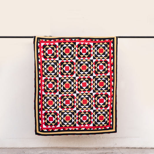 Ruby Star Patchwork Handmade Sindhi Ralli Quilt