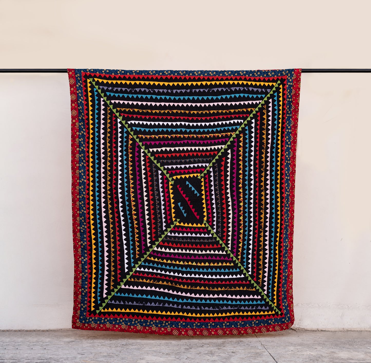 Dragon Teeth Handmade Appliqué Sindhi Ralli Quilt
