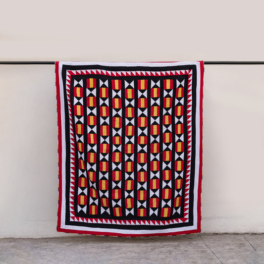 Royal Star Block Reversible Handmade Patchwork Sindhi Ralli Quilt
