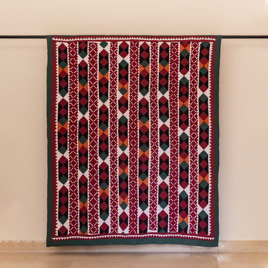 Royal Medallion Reversible Handmade Appliqué Sindhi Ralli Quilt