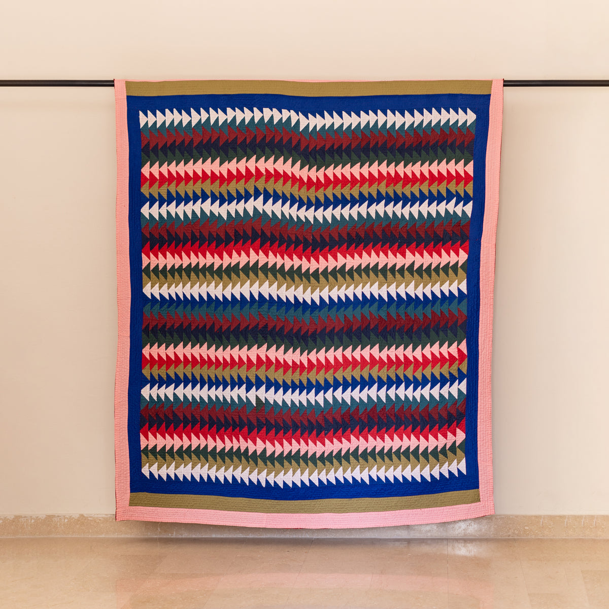 Multi-Color Chevron Reversible Handmade Patchwork Sindhi Ralli Quilt