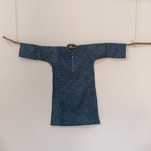 Indigo Ajrak Hand Block Print Kurta | Handmade Cotton Kurta