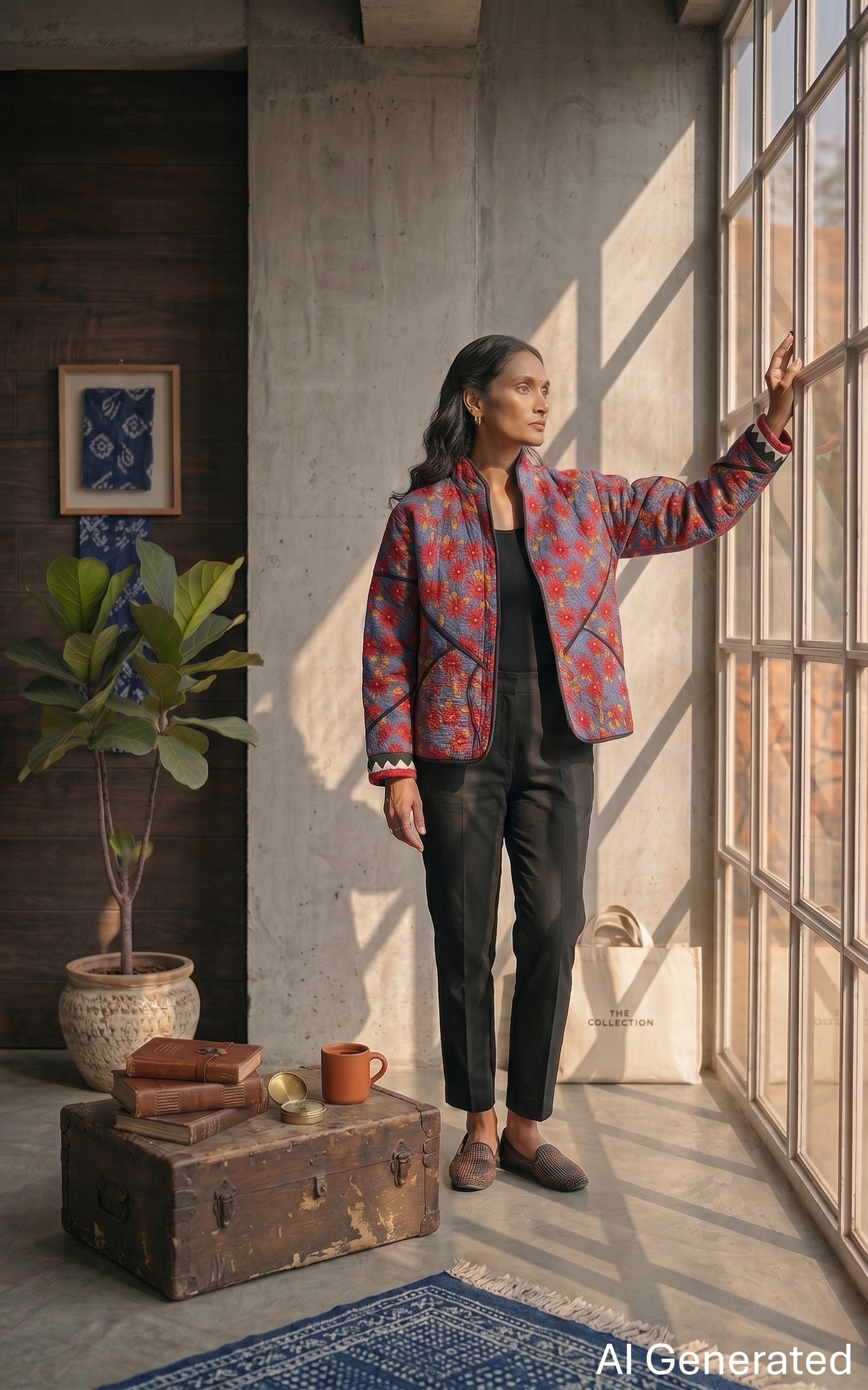 Handmade Ralli Reversible Jacket (Fiery Orange & Red)