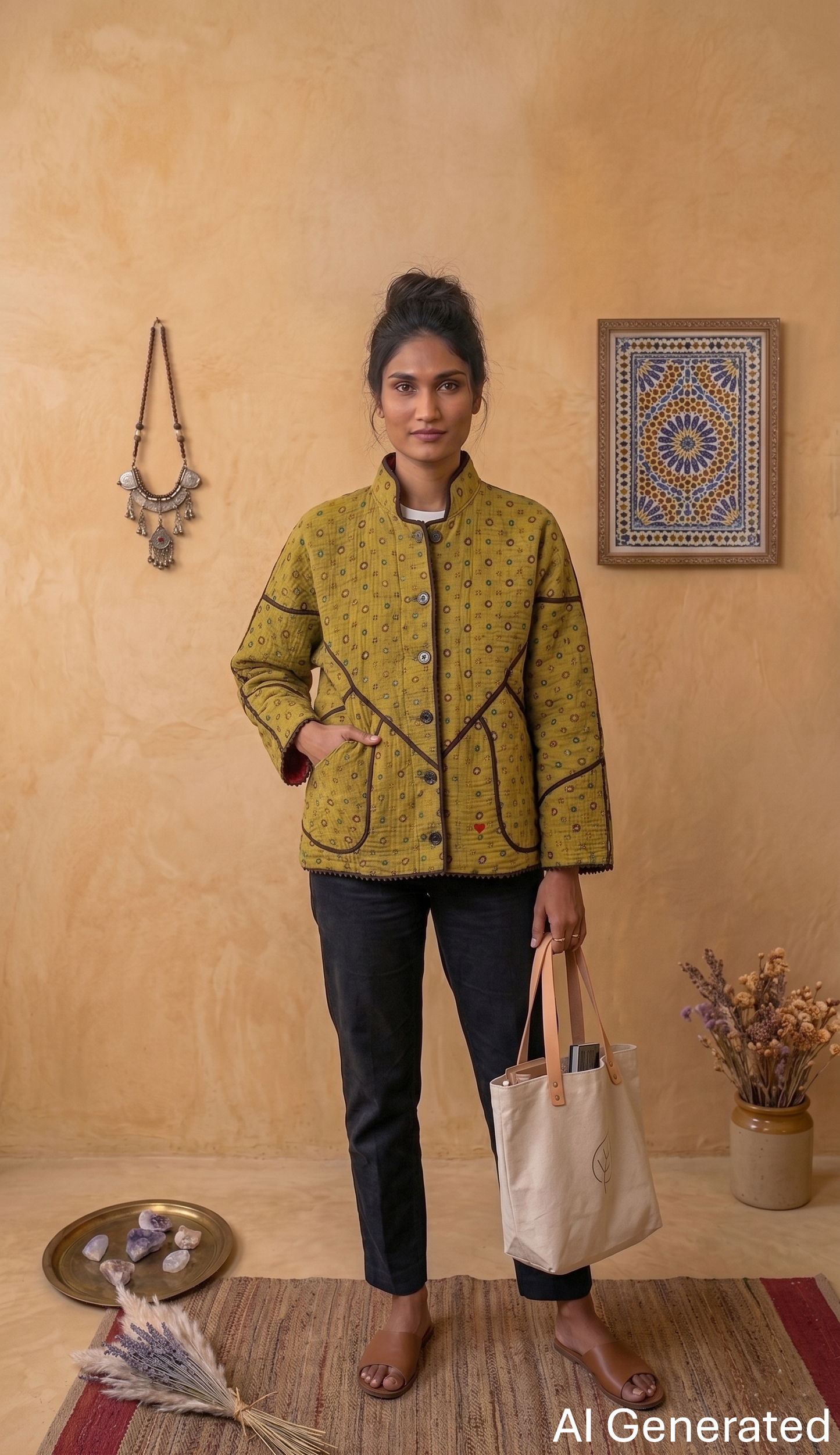 Handmade Ralli Reversible Jacket (Multicolor Strips)