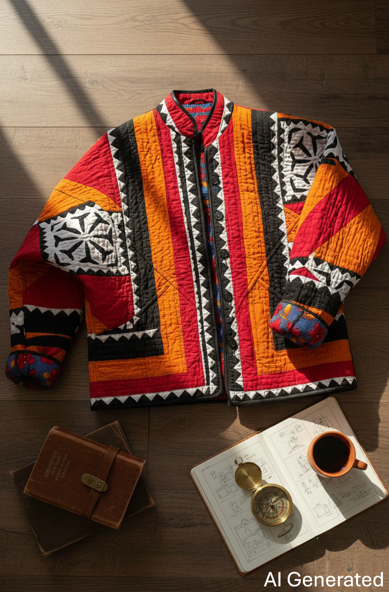 Handmade Ralli Reversible Jacket (Fiery Orange & Red)