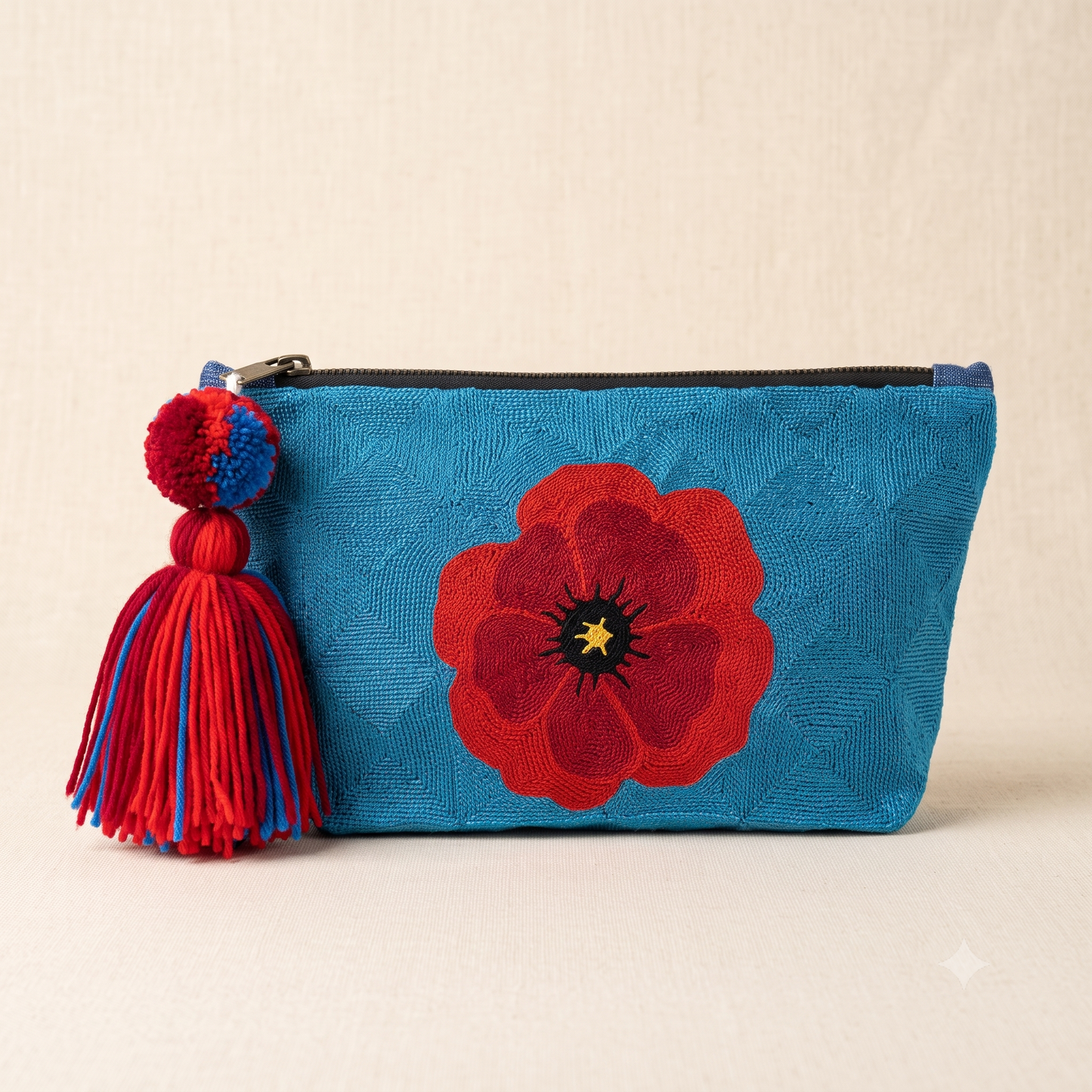 Scarlet Poppy Hand-Embroidered RC Bag| Handmade By Rural Artisan