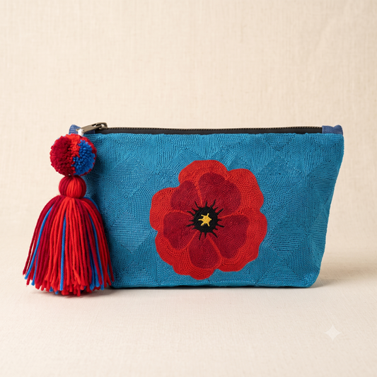 Scarlet Poppy Hand-Embroidered RC Bag| Handmade By Rural Artisan