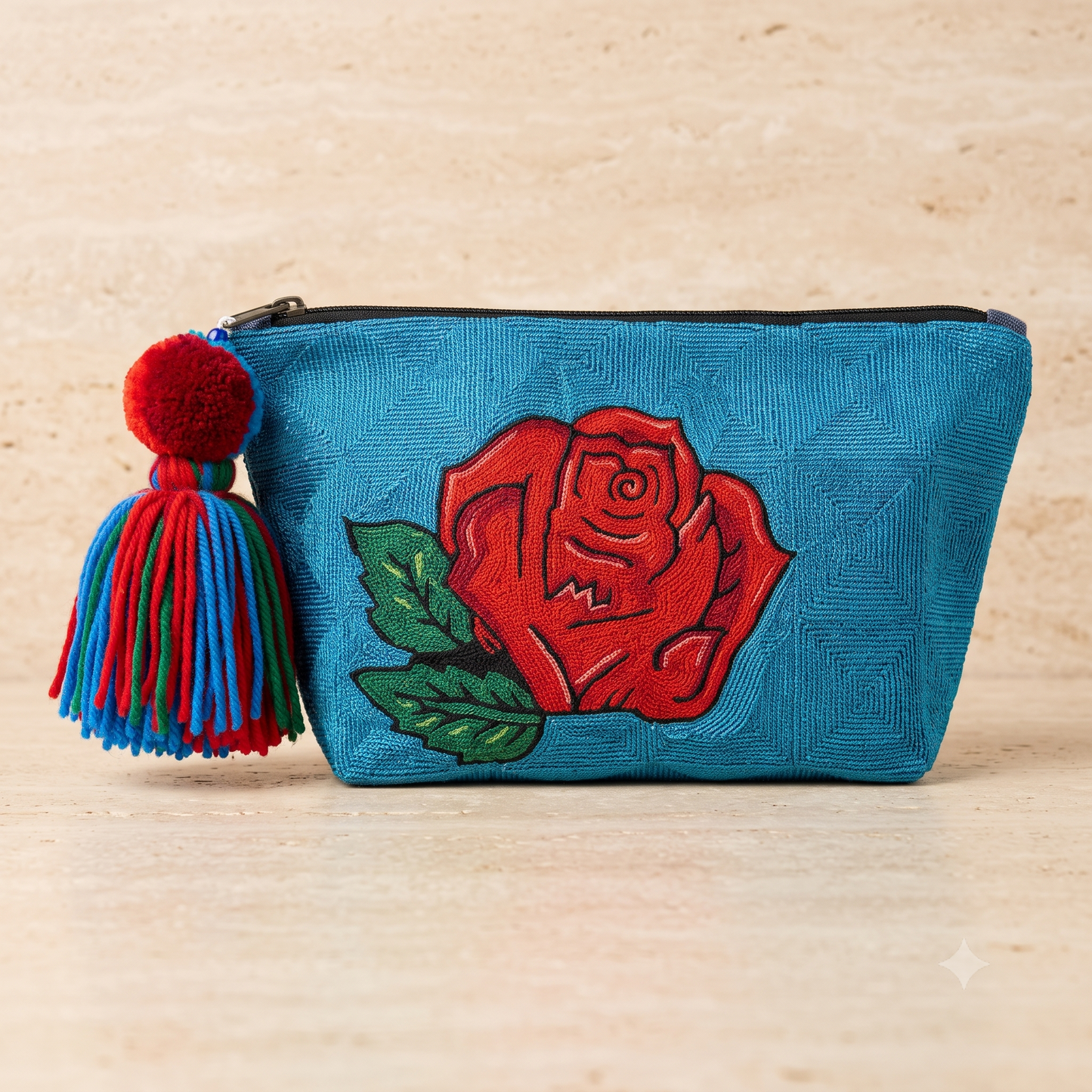 Azure Rose Hand-Embroidered RC Bag | Handmade By Rural Artisan