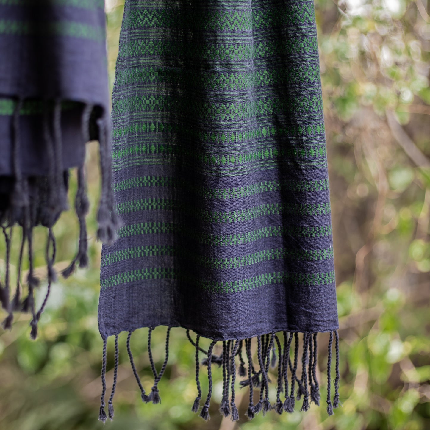 Noir & Emerald Pit Loom Scarf