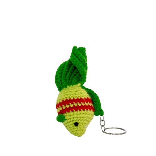 Crochet Fish Keychain – Lime Splash Edition