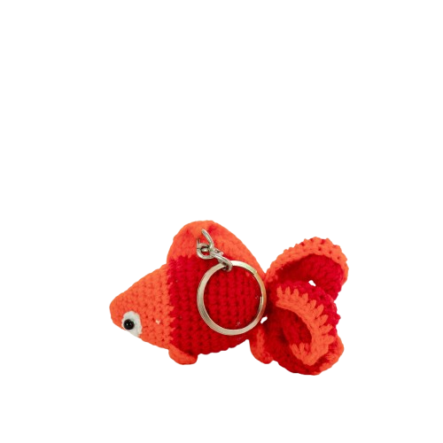 Crochet Fish Keychain – Fiery Goldie Charm