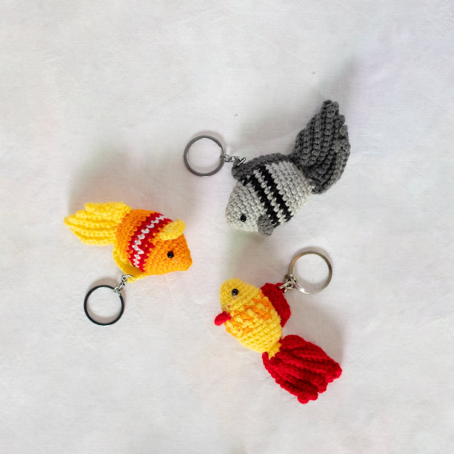 Crochet Fish Keychain – Sunny Stripes Edition