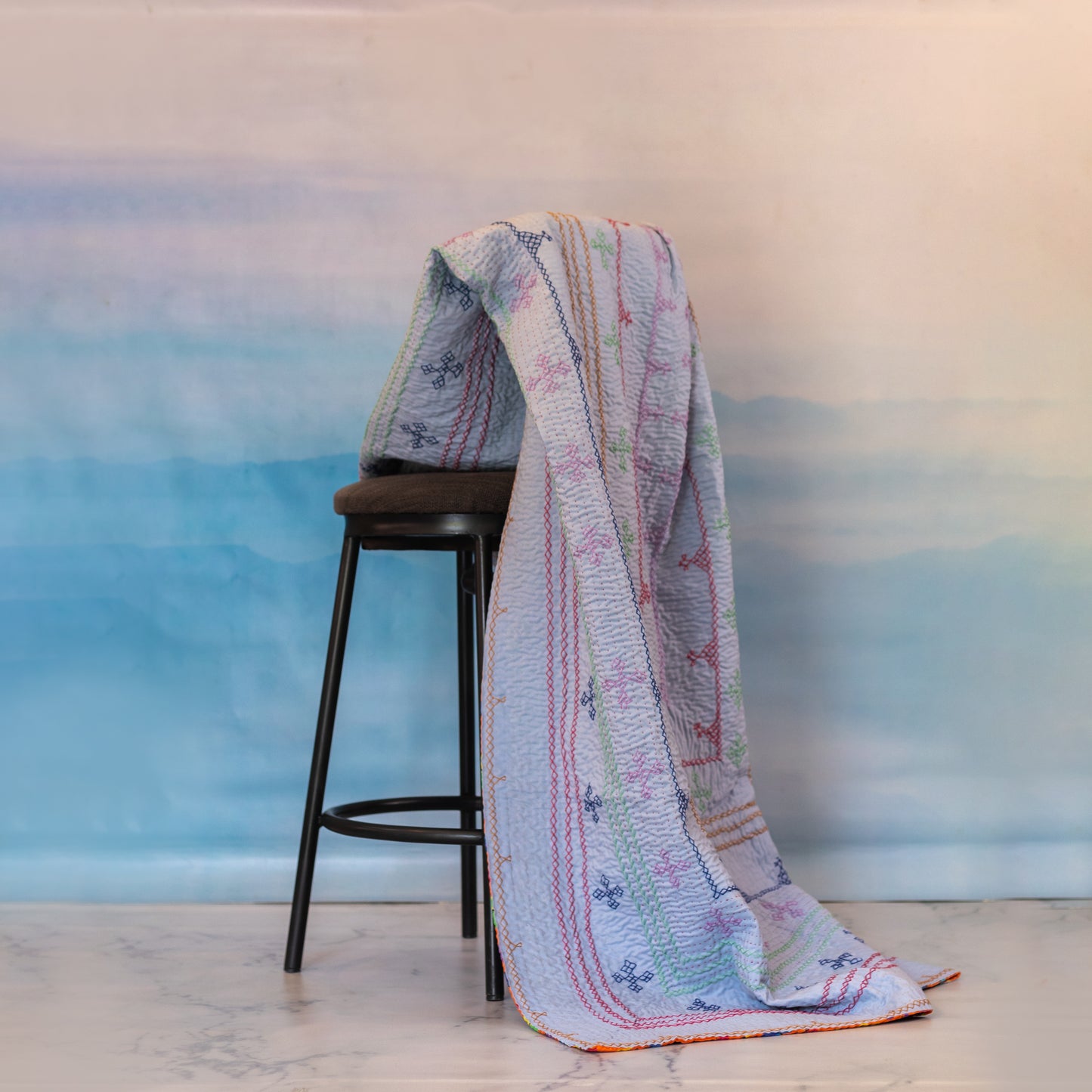 Sky Blue J Rilli – Butterfly Back Printed Bliss Throw