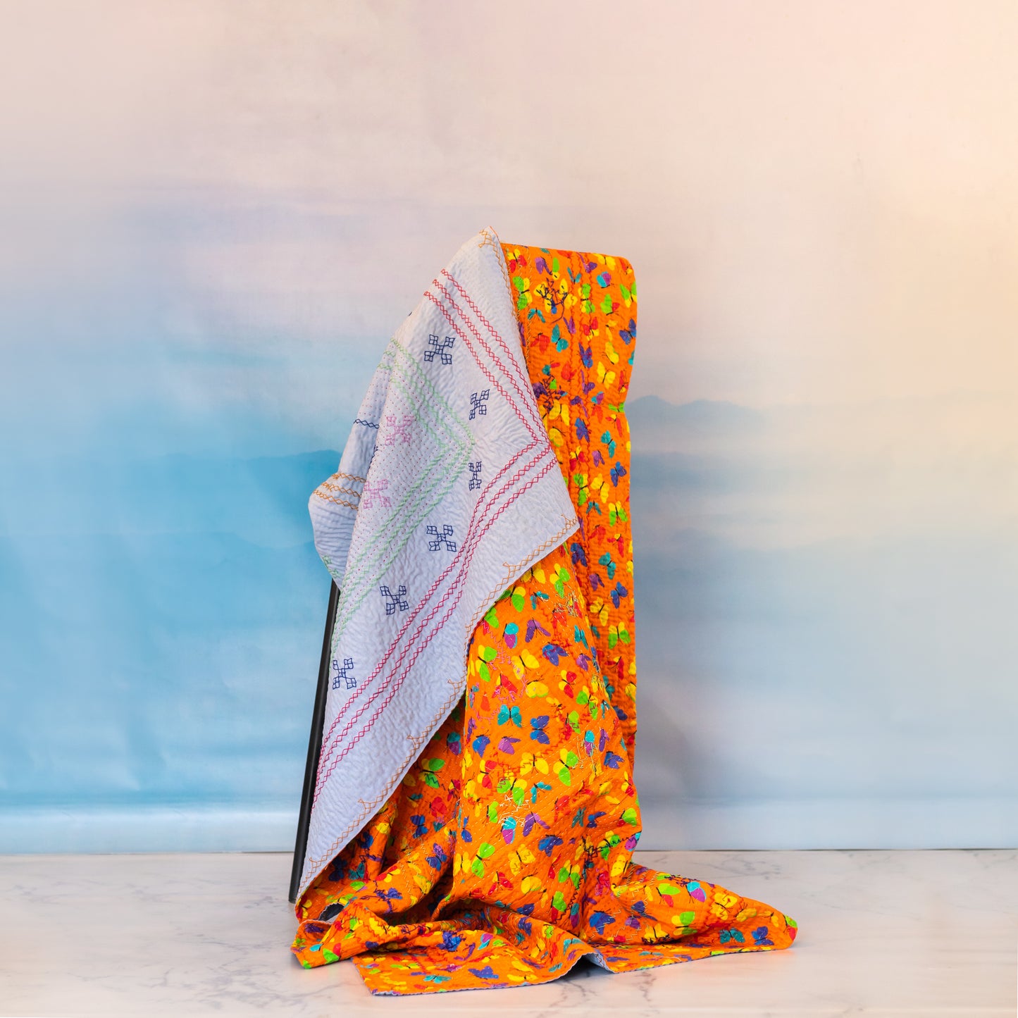 Sky Blue J Rilli – Butterfly Back Printed Bliss Throw