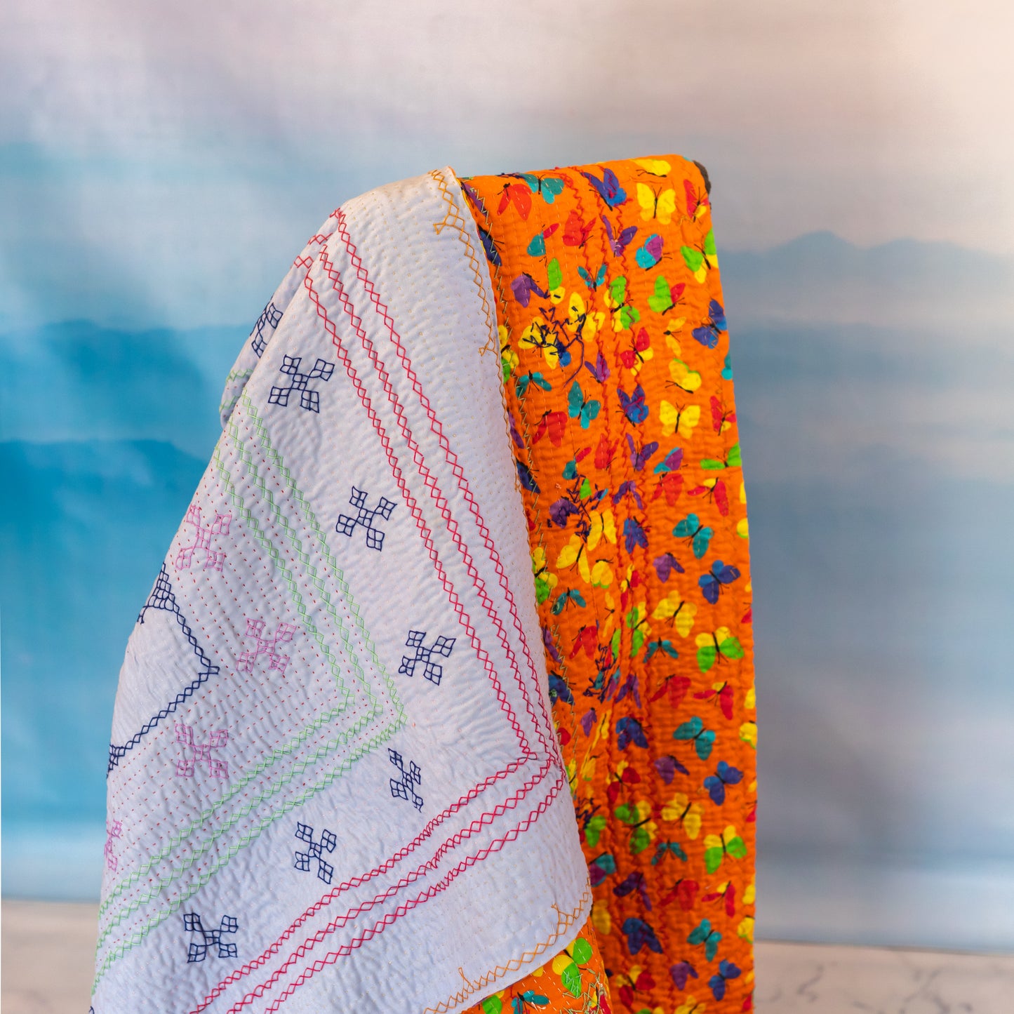 Sky Blue J Rilli – Butterfly Back Printed Bliss Throw