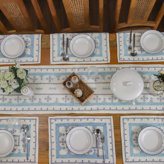 Cream Hand-Embroidered Table Runner