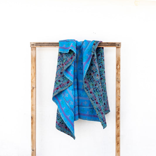 Turquoise J Rilli King Size  Rilli Quilt • Saami Tradition • Hand-Embroidered • Pure Cotton