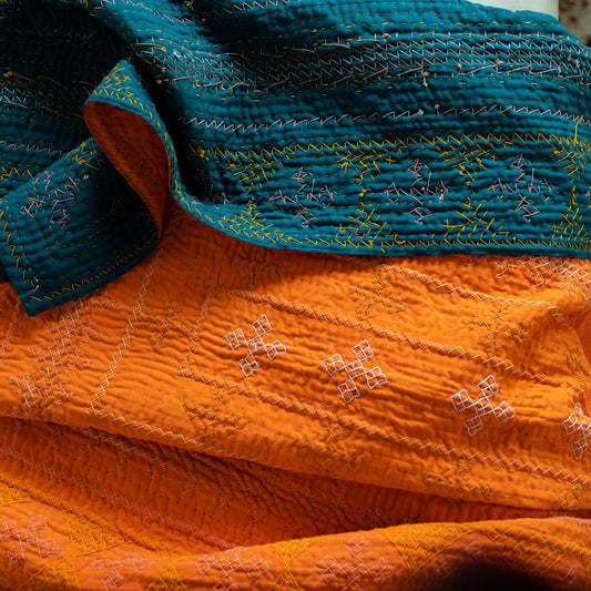 Orange & Teal Sage Throw Rilli