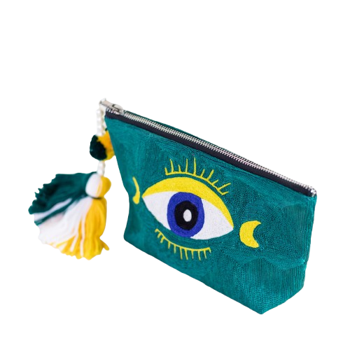 Green Evil Eye Zip Bag
