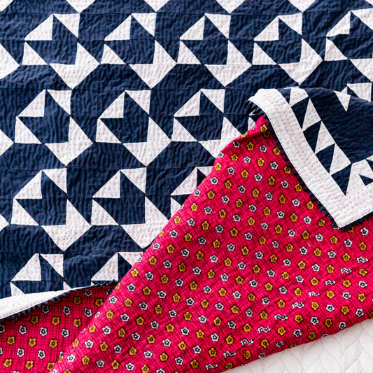 Navy Blue & White Sail Boat Rilli Throw (RC-27)